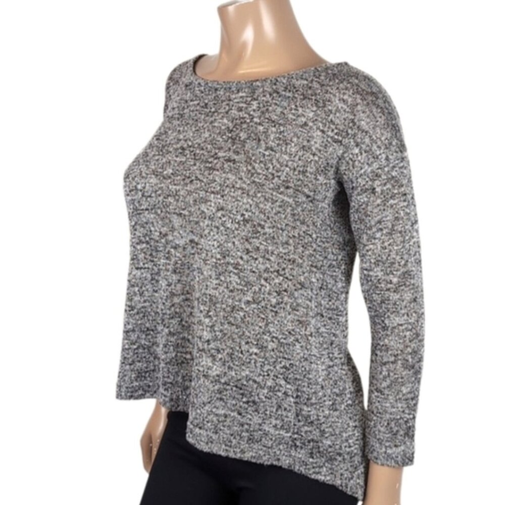 West Girls Slouchy Split Back Knit Top Heathered Long Sleeve Grey Sweater Small